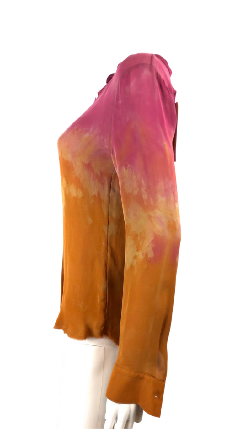 Raquel Allegra tie-dye button blouse Size 0/XS NWT
