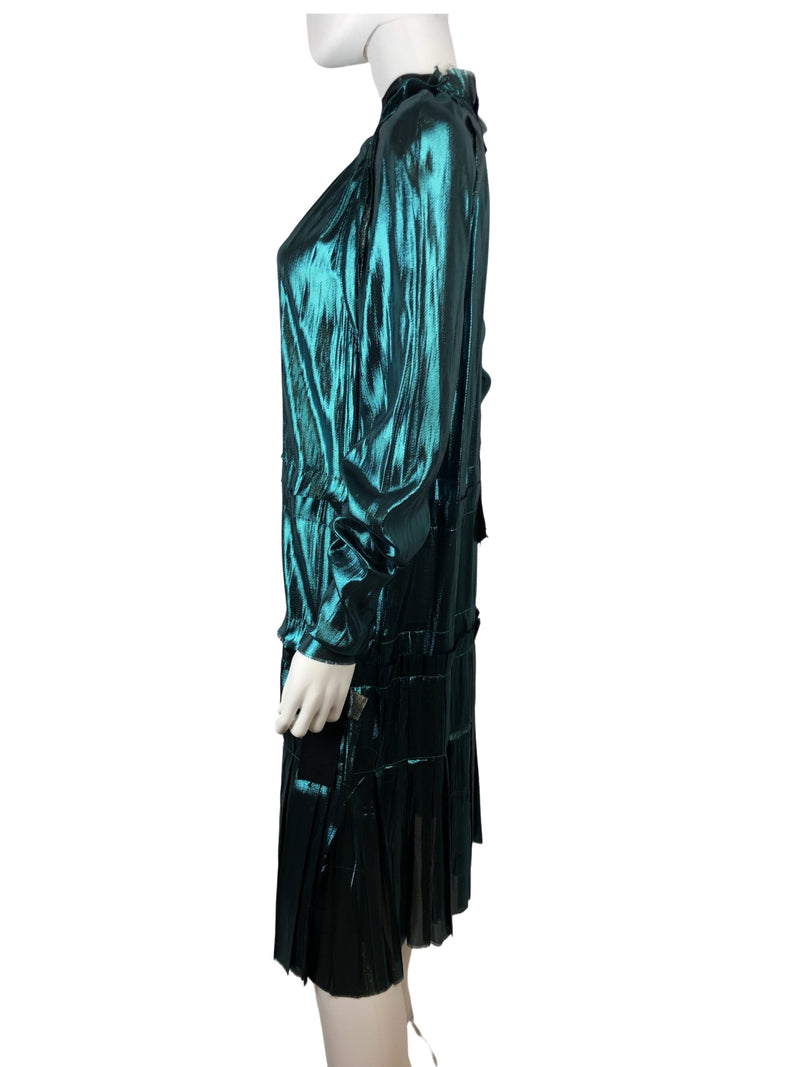 Lanvin Runway Spring/Summer 2014 Metallic Teal Dress Size 40