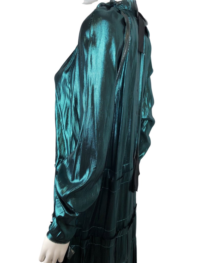 Lanvin Runway Spring/Summer 2014 Metallic Teal Dress Size 40