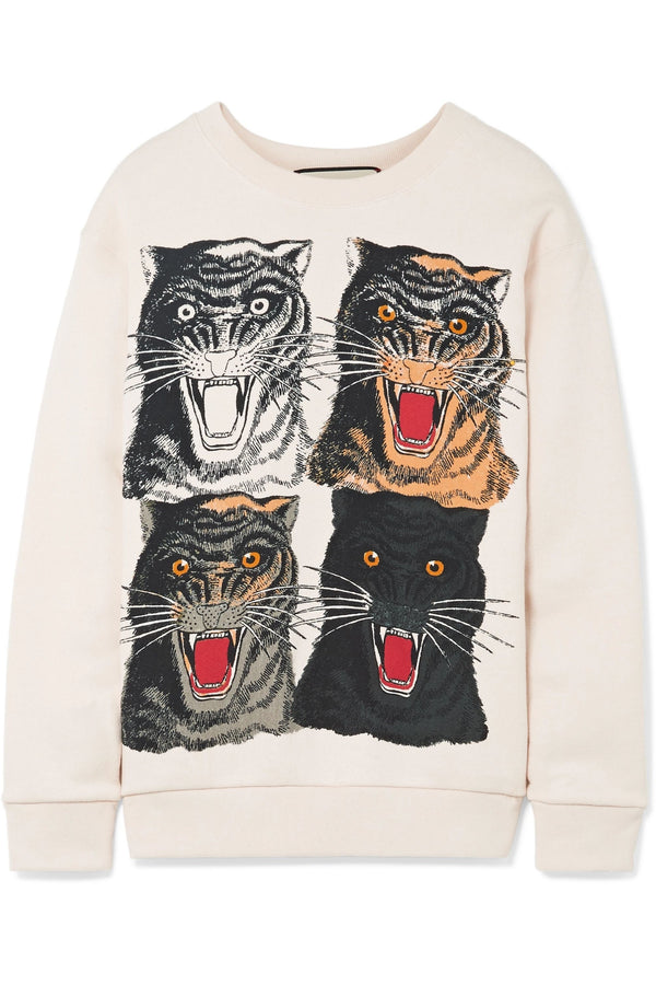 GUCCI Printed cotton-jersey sweatshirt XS