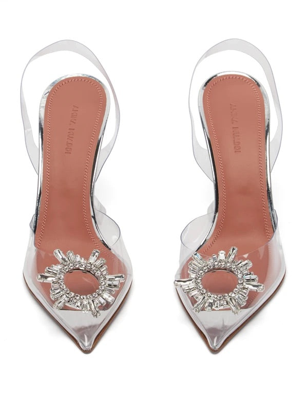Amina Muaddi Crystal Begum PVC Heel Size 39