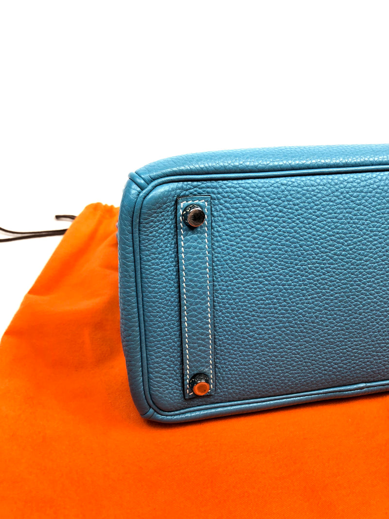 Hermes 28 HAC Birkin Bag Bleu Jean Togo Palladium Hardware
