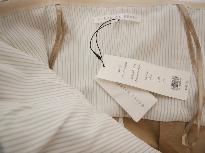 Veronica Beard Strapless Linen Khaki Jumpsuit Size 00 -NWT