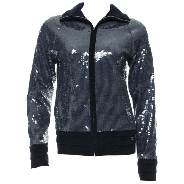 Chanel NWT Navy Sequin Jacket Size 44/L