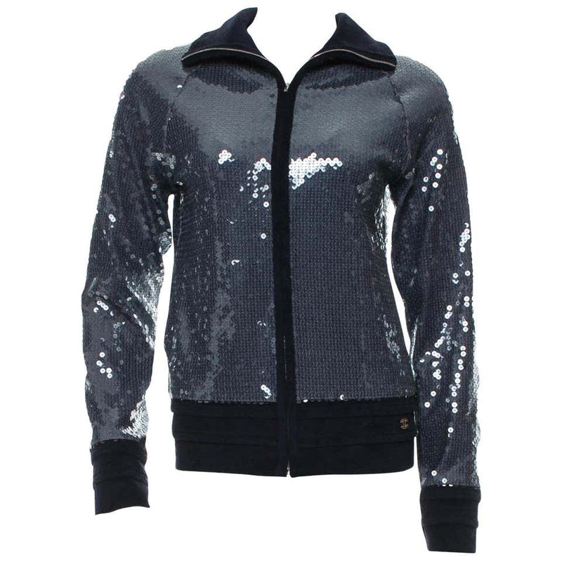 Chanel NWT Navy Sequin Jacket Size 44/L