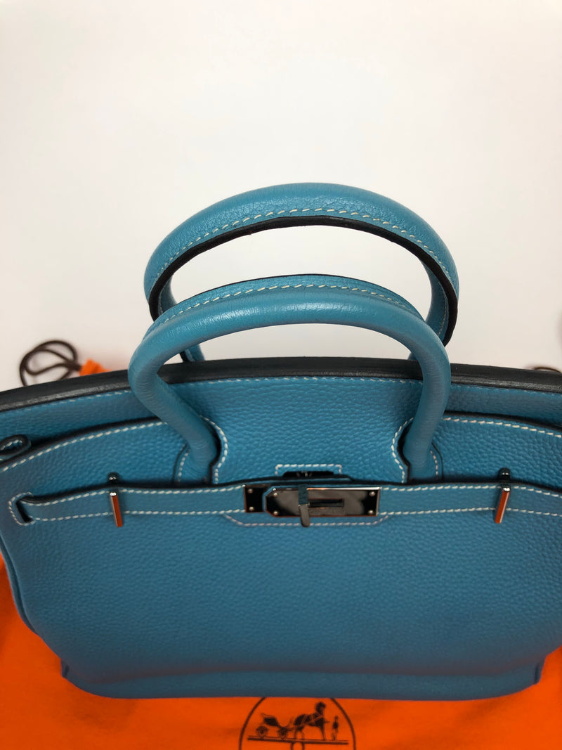 Hermes 28 HAC Birkin Bag Bleu Jean Togo Palladium Hardware