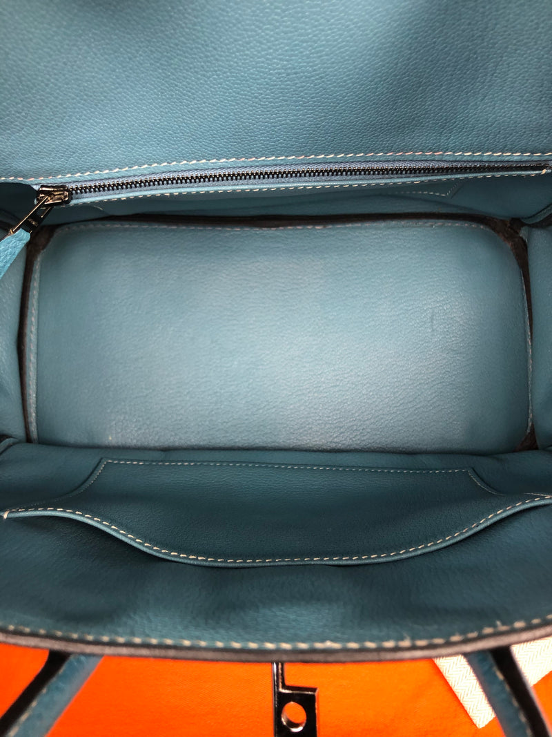 Hermes 28 HAC Birkin Bag Bleu Jean Togo Palladium Hardware