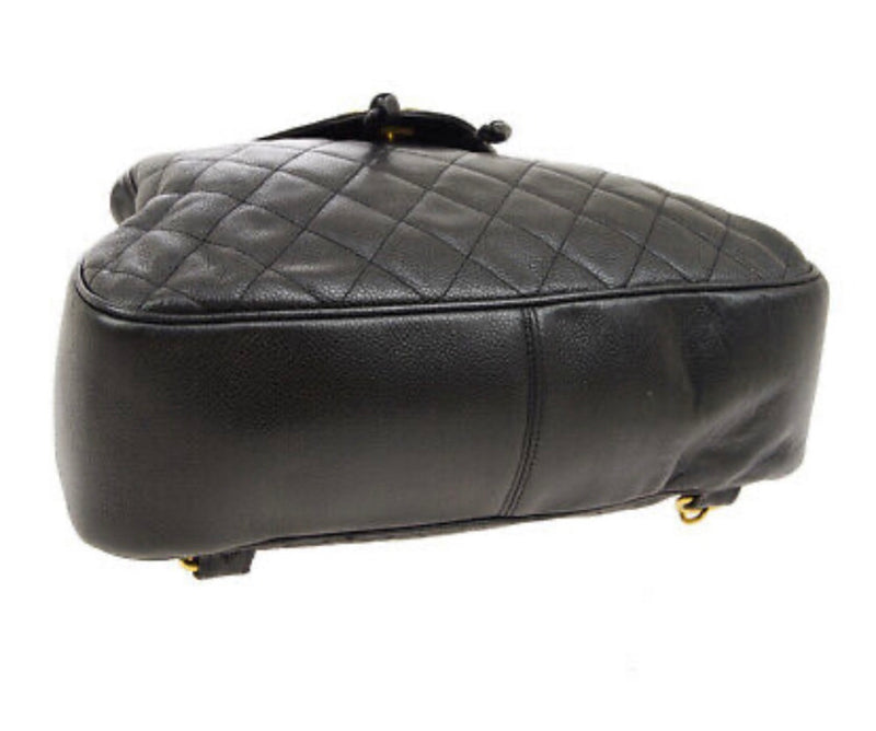 Chanel Vintage Black Caviar Leather Backpack