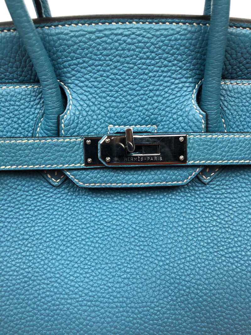 Hermes HAC Birkin Bag Cosmos Togo with Brushed Palladium Hardware 50 Blue  1317751