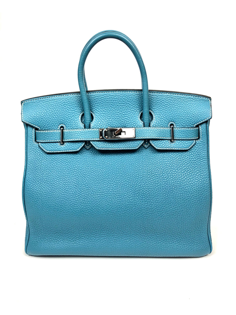 Hermes 28 HAC Birkin Bag Bleu Jean Togo Palladium Hardware