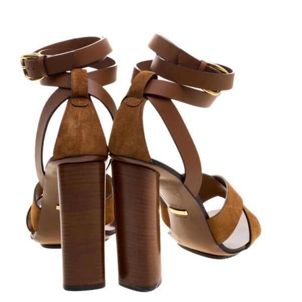 Gucci Tan Leather and Suede Heels Size 39