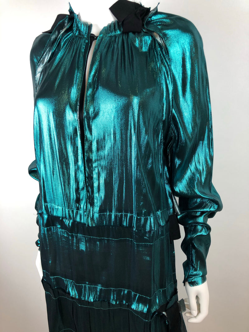 Lanvin Runway Spring/Summer 2014 Metallic Teal Dress Size 40