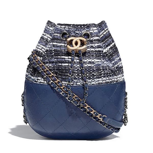CHANEL NWT Blue Tweed Calfskin Quilted Small Gabrielle Bucket Bag –  TheRevivalStylist
